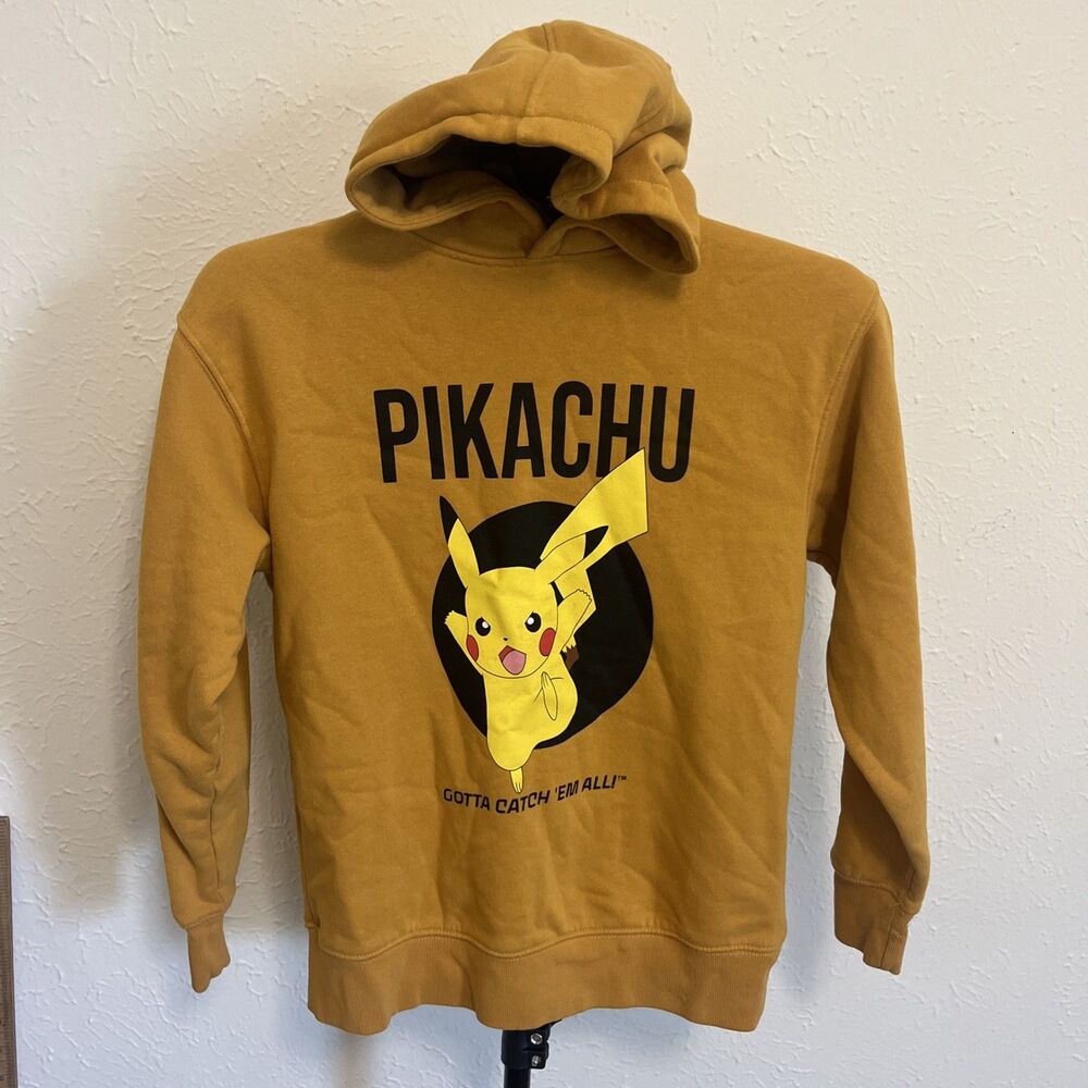 Pokémon Pikachu Maize Yellow Pullover Graphic Hoodie Cotton Boys Size 11-12